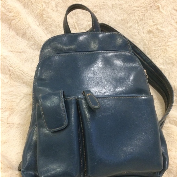Vintage Dusky Blue Small Faux Leather Bag/Backpack - Picture 2 of 8